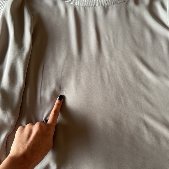 Banana Republic silky, semi-sheer long-sleeve top, grey, size small - Picture 5 of 6